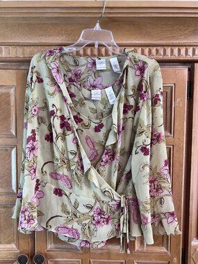 Emma James Womens Two Piece Floral Wrap Long Bell Sleeve 16 XL